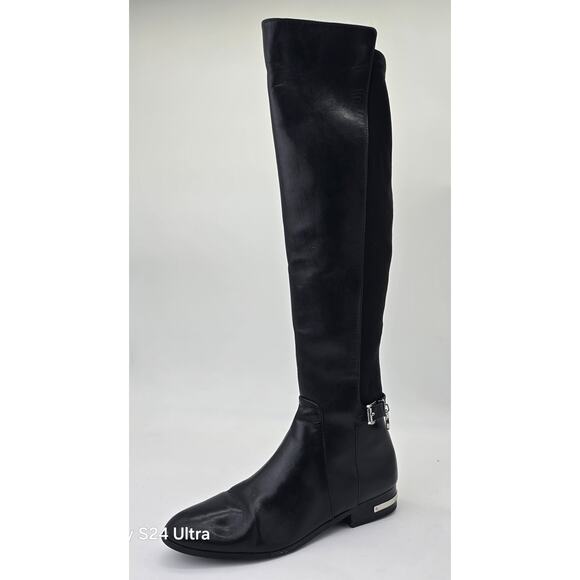 Michael Kors Black Leather Knee High Boot Tall Riding Zippered Boots Women's 8M - Picture 13 of 13